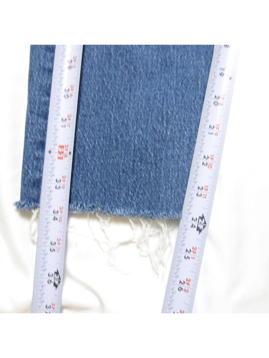 Levi's 501 Skinny Jeans Sz 27x24 High Waisted Button Fly Distressed Raw Hem - Picture 4 of 10